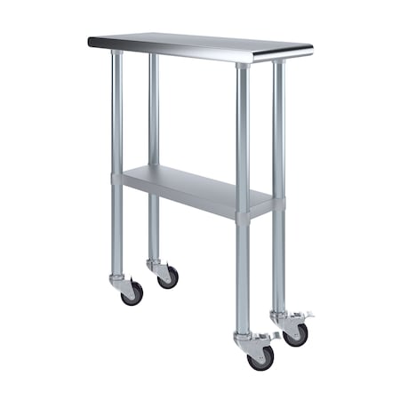 Amgood 30 in. x 12 in. Stainless Steel Table With Wheels AMG WT-3012-WHEELS